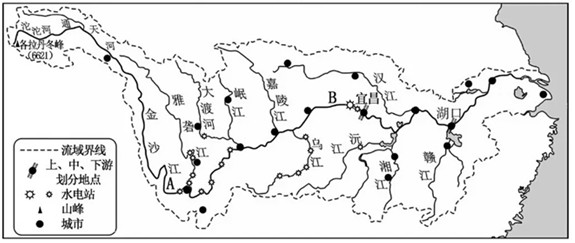 图为长江流域略图,宜昌与湖口分别是长江上,中,下游的